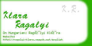 klara ragalyi business card